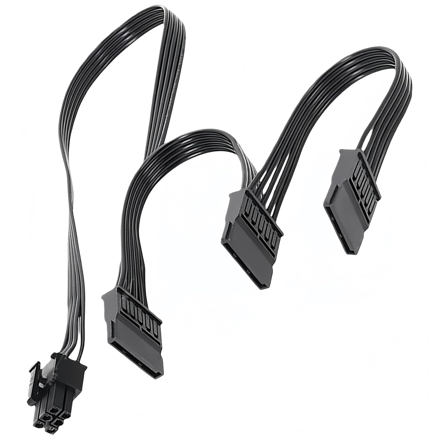 6-Pin to 3x 15-Pin SATA Power Splitter Cable for Modular PSU, 20 Inch