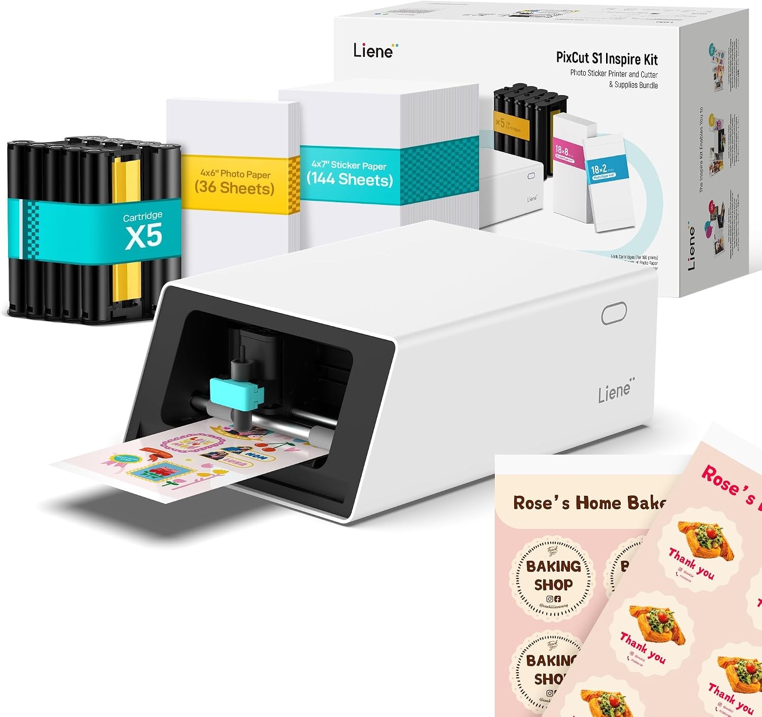 Liene PixCut S1 Color Sticker Printer & Cutter Machine Sublimation Photo Kit