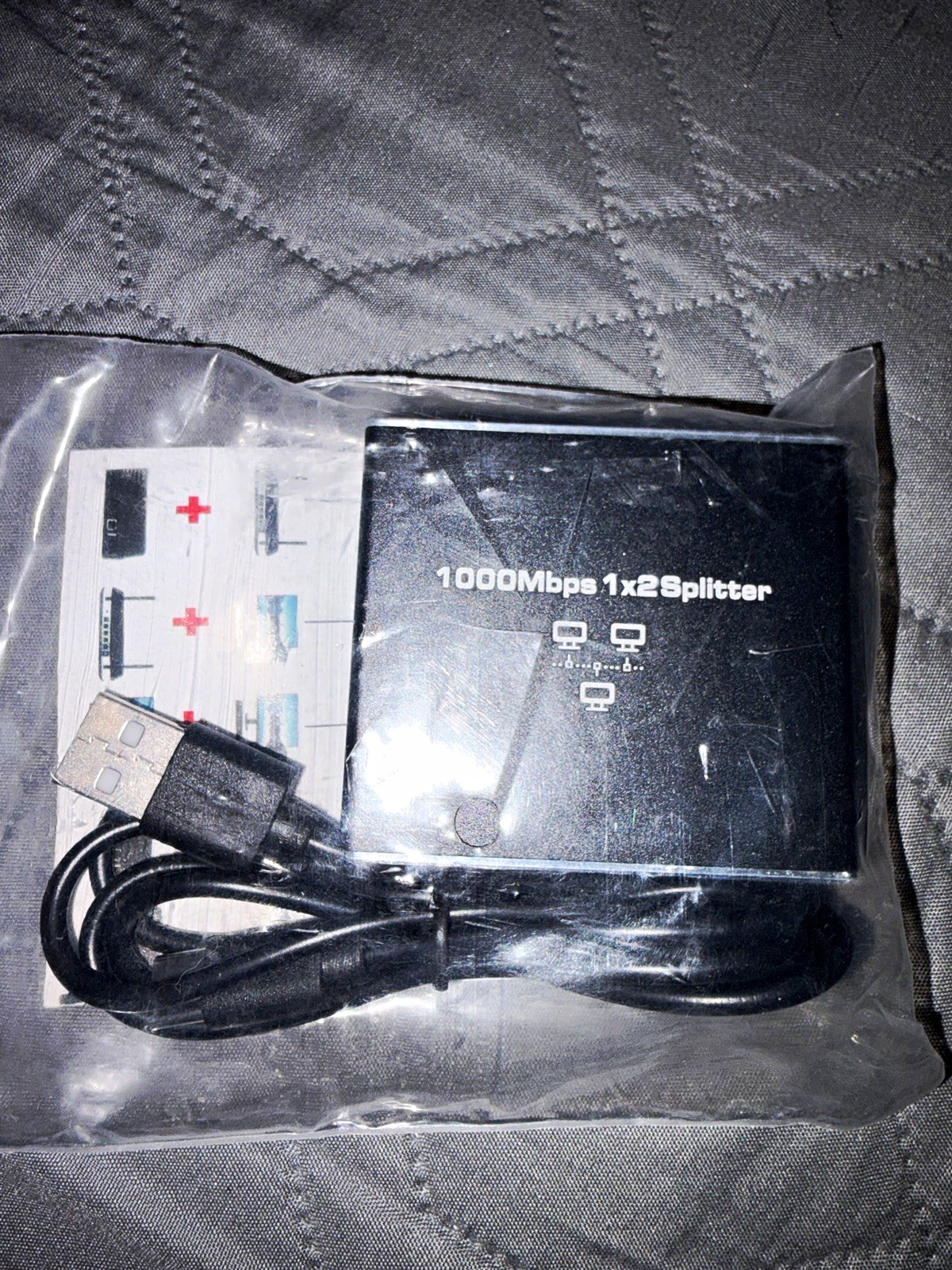 RJ45 1:2 Ethernet Splitter Adapter 1000Mbps Plug and Play Black MPN W3