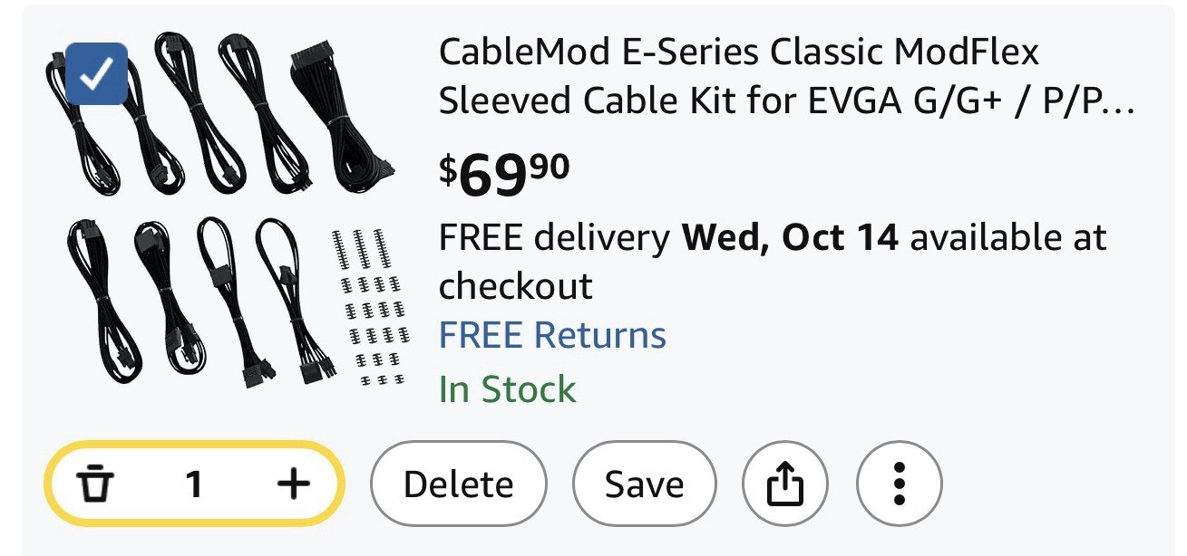 CableMod E-Series PRO ModMesh Cable Kit for EVGA G/G+/P/P+ / T BLACK/LIGHT GREEN