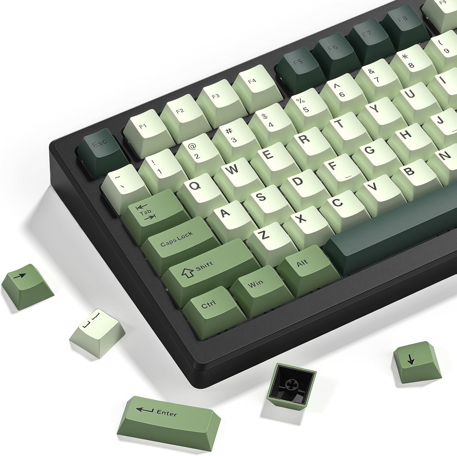 Double Shot PBT keycaps Green, Cherry Profile Keyboard Keycaps