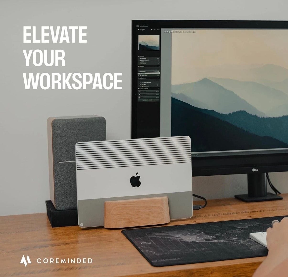 Coreminded Adjustable Vertical Wood Laptop Stand