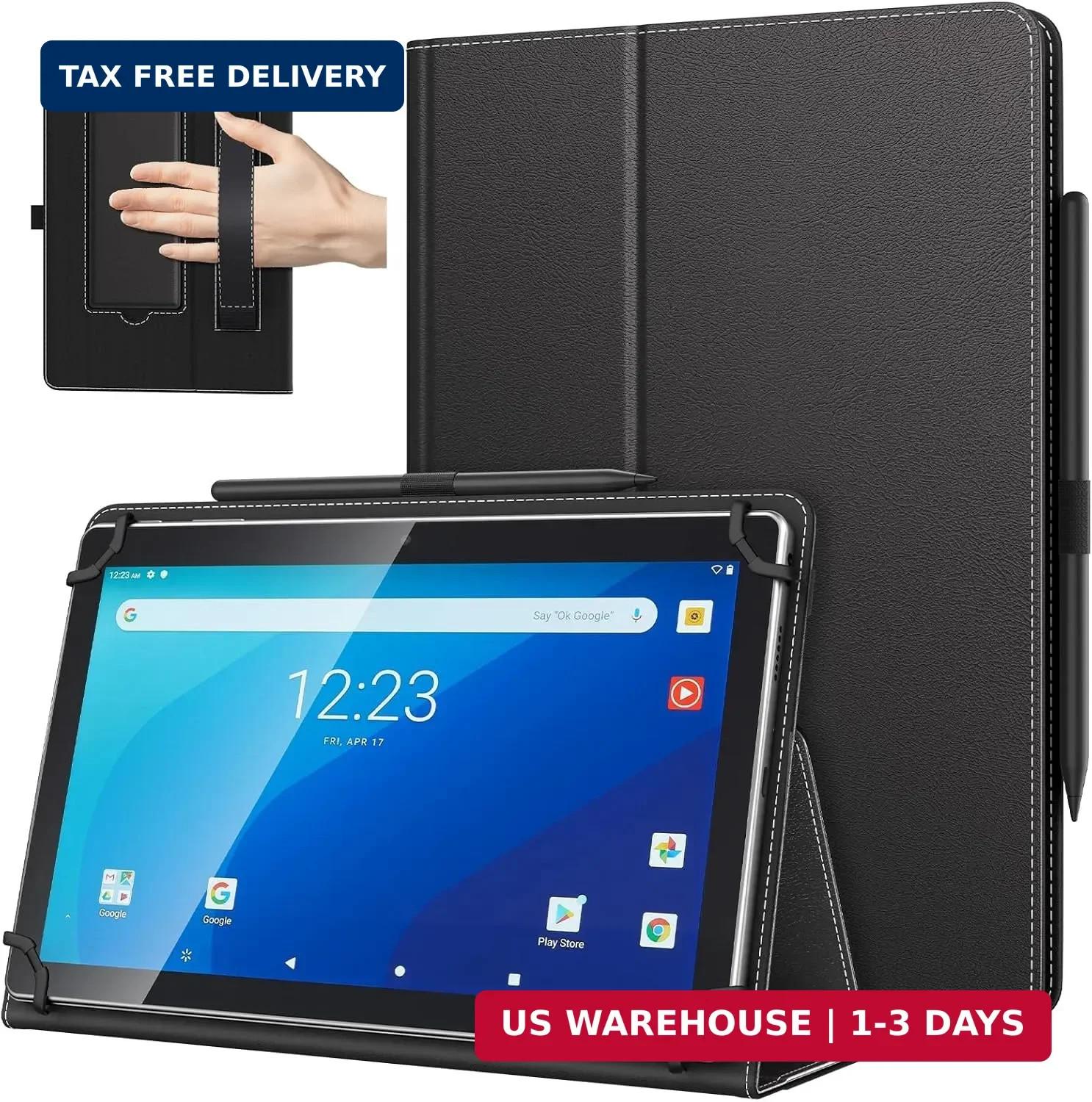 TiMOVO Universal Case for 10.1 Inch Android Tablet with Pen Loop, Black