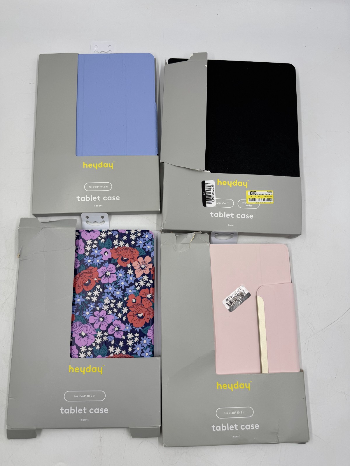 Heyday Tablet Cases for Apple iPad 10.2", Black Blue Poppy Flowers Pink - Lot 4