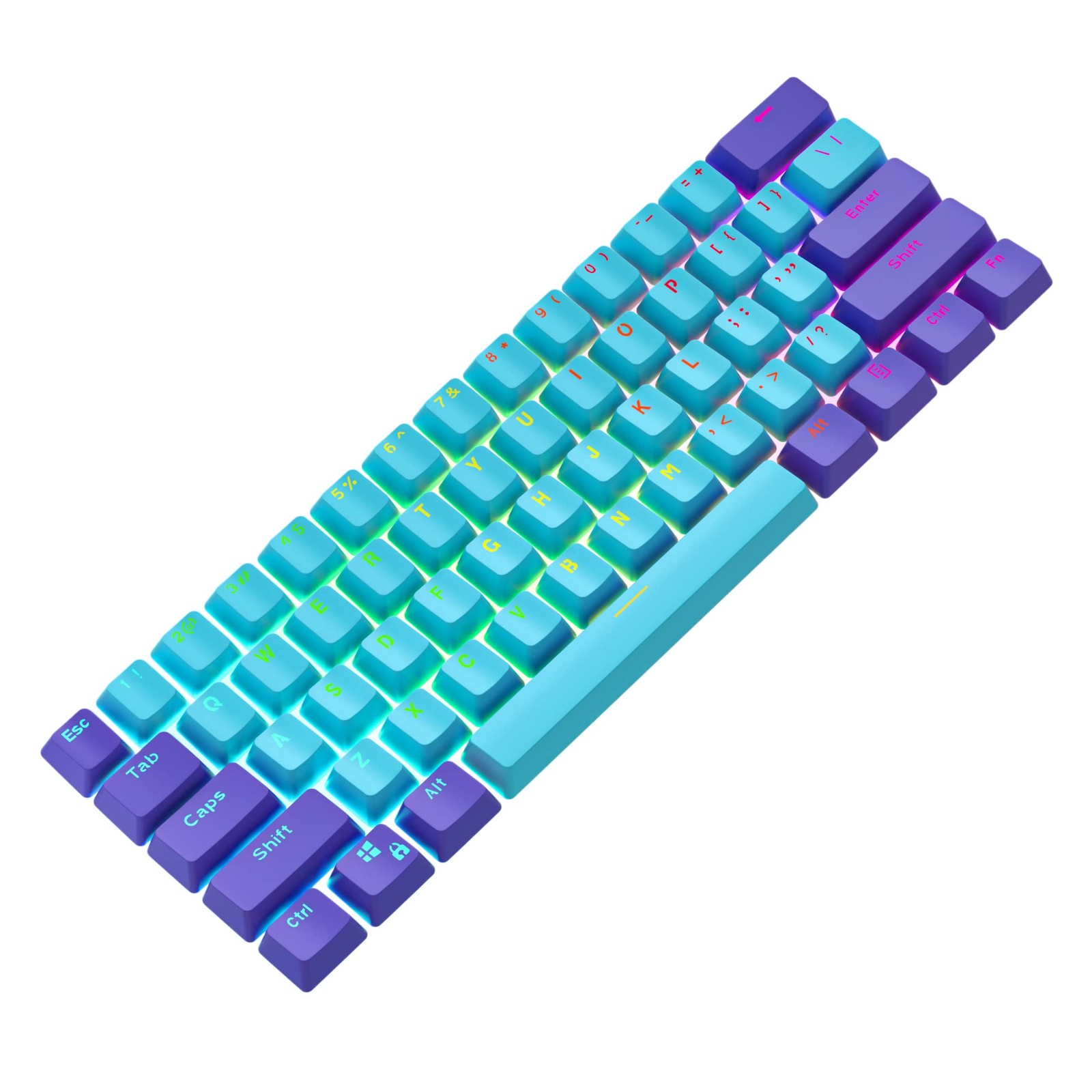 104 PCS 60 Percent Backlit PBT Keycaps Set Gaming Keyboard MX Switches Shen2