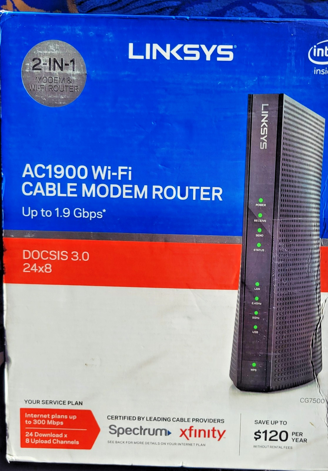 ⚡️LINKSYS AC1900 WI-FI CABLE MODEM & WI-FI ROUTER #CG7500 New with 