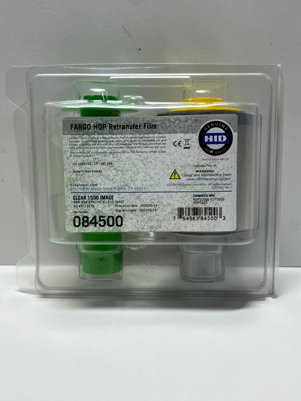 Fargo 084500 HDP Retransfer Film 1500 Images Clear for HDP5000 HDP5000e HDP5600
