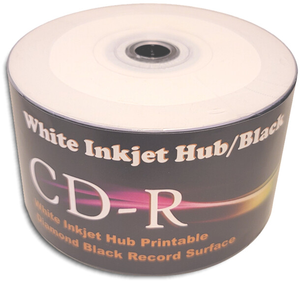 100-Pak White Inkjet Hub Printable Diamond BLACK Record Surface 52X 80-Min CD-Rs