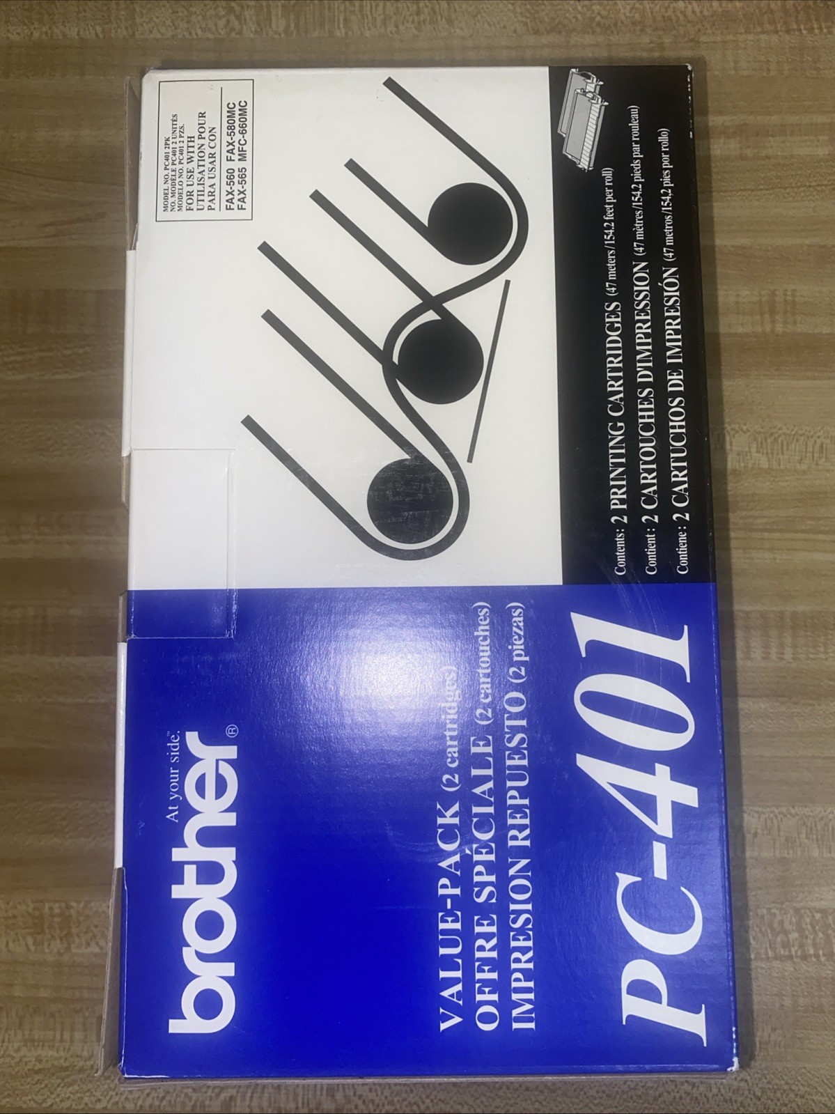 New Box With 2 Cartridges Genuine Brother PC-401 Toner Value Pack Black