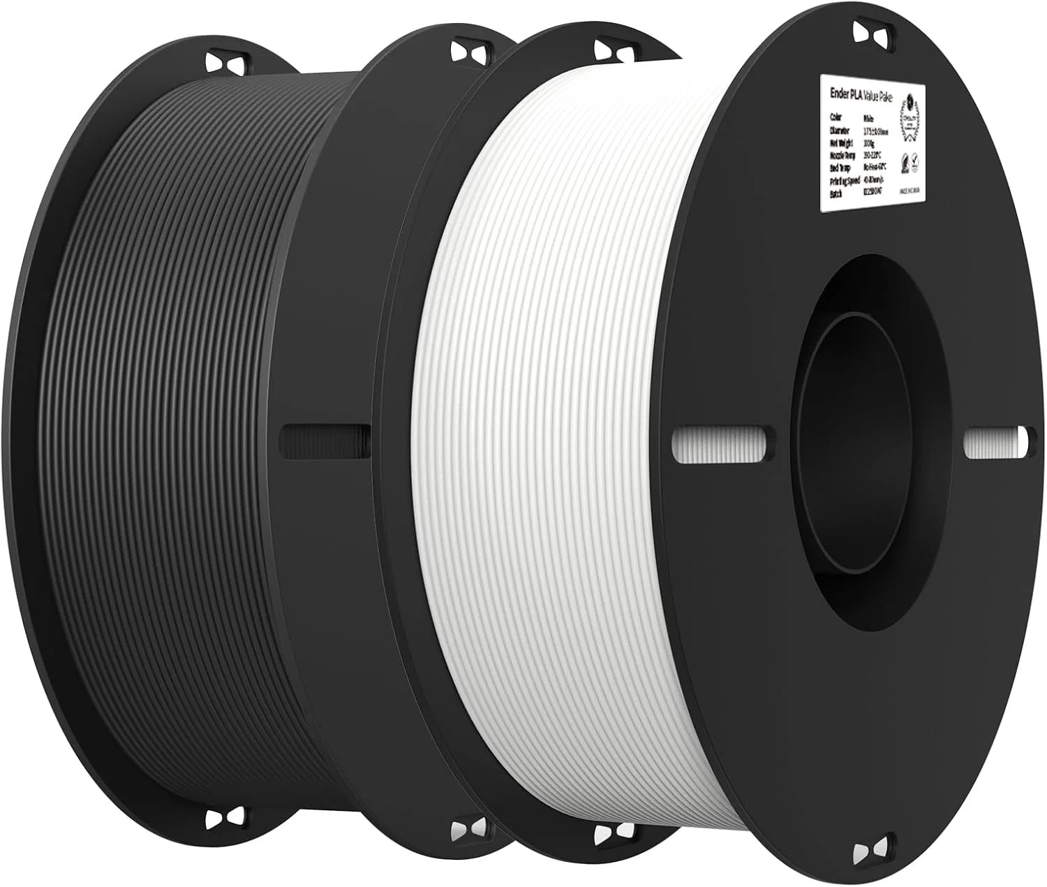 Creality PLA 3D Printer Filament, Black & White, 2-Pack, 2KG Total