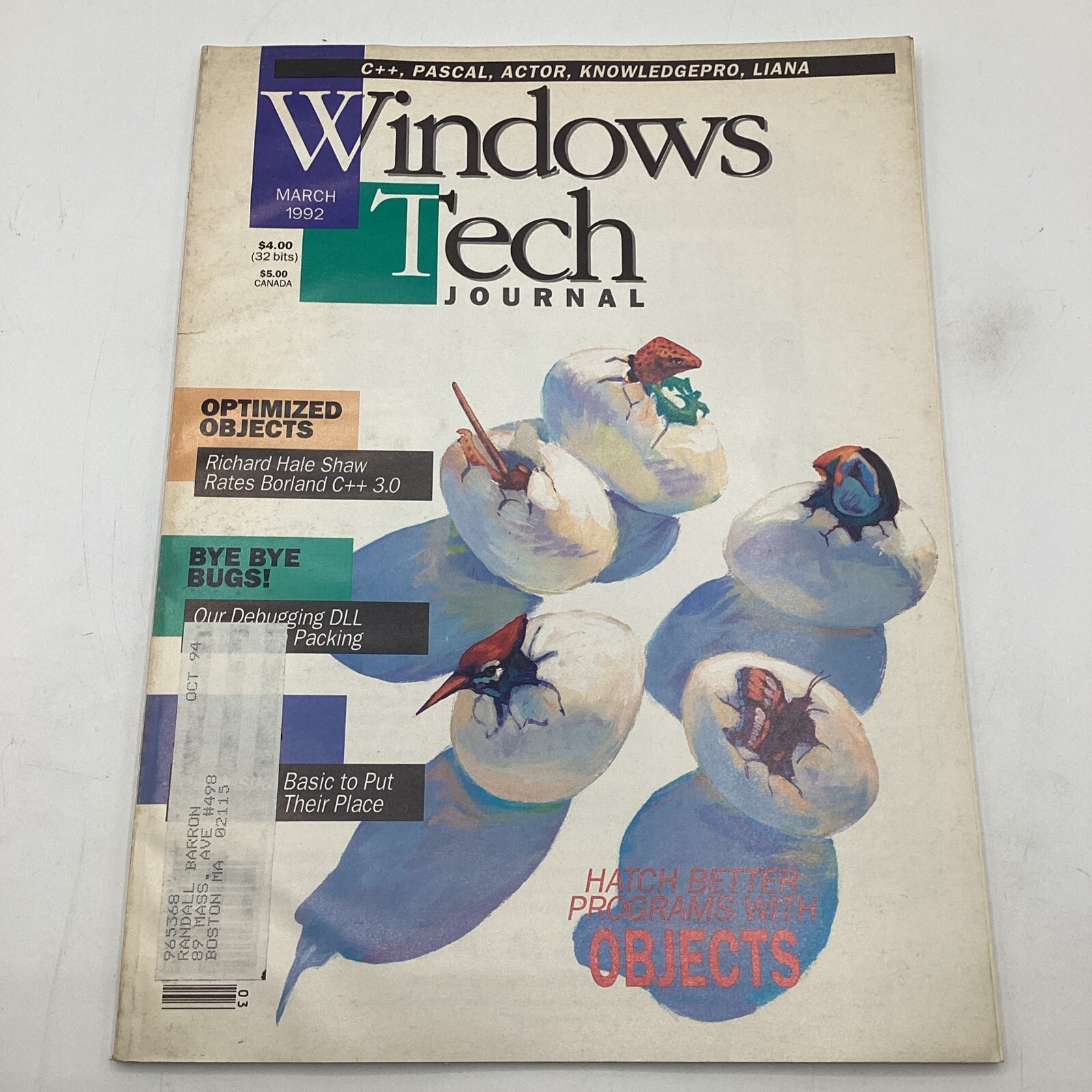 Windows Tech Journal 1992 OOP,C++, Pascal, Actor, KnowledgePro, Liana, Debugging