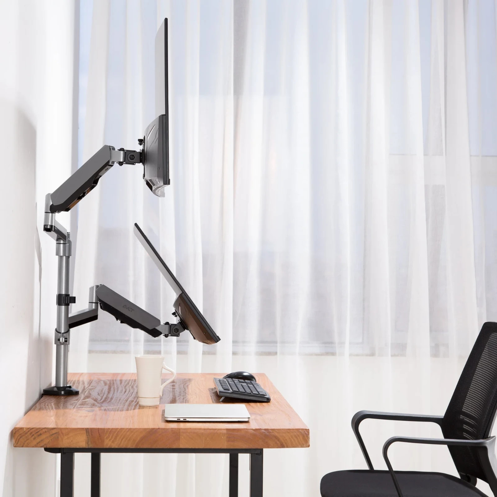 AVLT Dual 32" Monitor Desk Mount Stackable Heavy Duty Gas Spring Arm Gray DM35-1