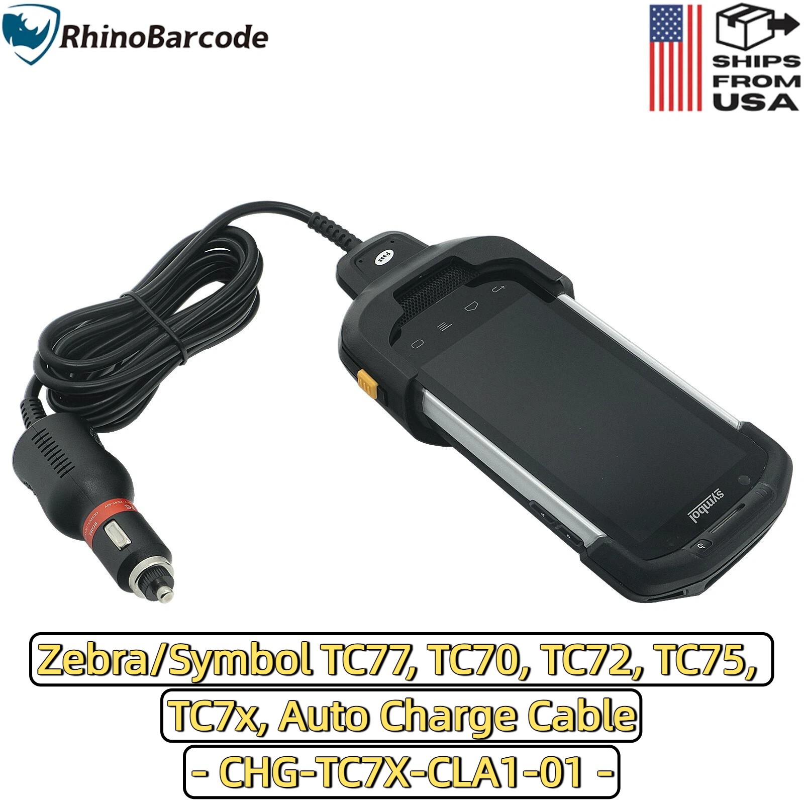 New Vehicle Auto Charger Cable For Zebra TC77, TC70, TC72, TC75 CHG-TC7X-CLA1-01
