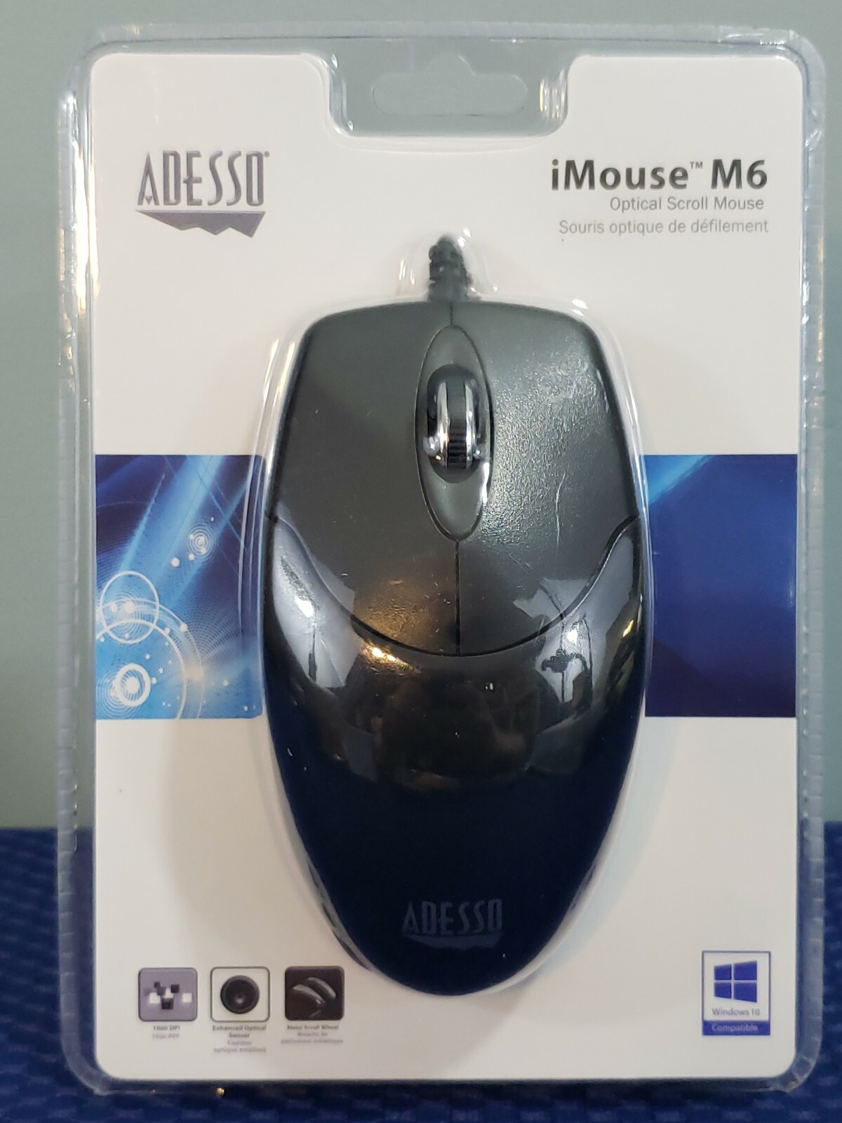 ADESSO iMouse M6 Black 3 Buttons 1 Wheel USB Wired Optical Mouse SEALED NEW 