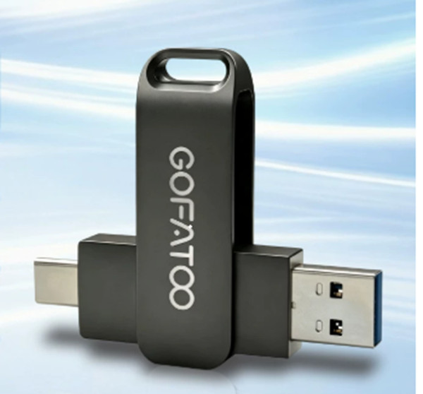 GOFATOO USB 3.2 Gen1 Flash Drive Type-C & USB-A, 460MB/s 256GB Black 2-in-1