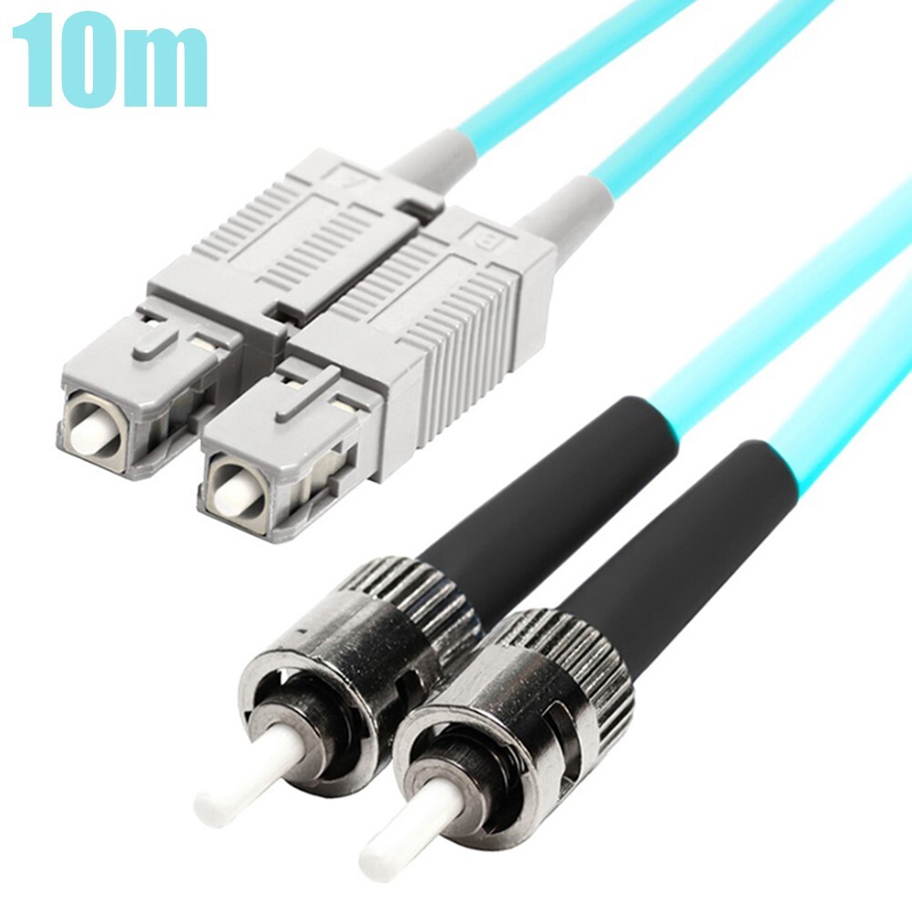 10M SC to ST UL OM4 Duplex 50/125 Multi Mode Fiber Optic Optical Cable 3mm Aqua