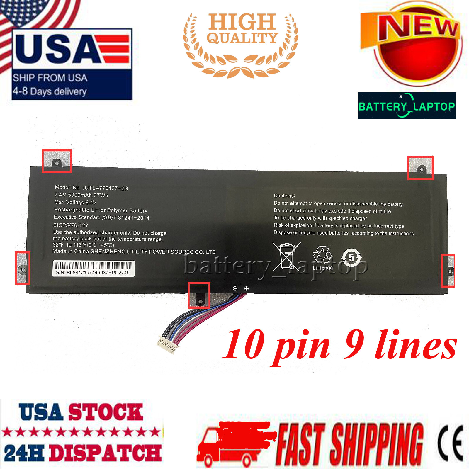 New 5000mAh 7.4V UTL4776127-2S Battery for Smartbook 141 C2 Notebook PC
