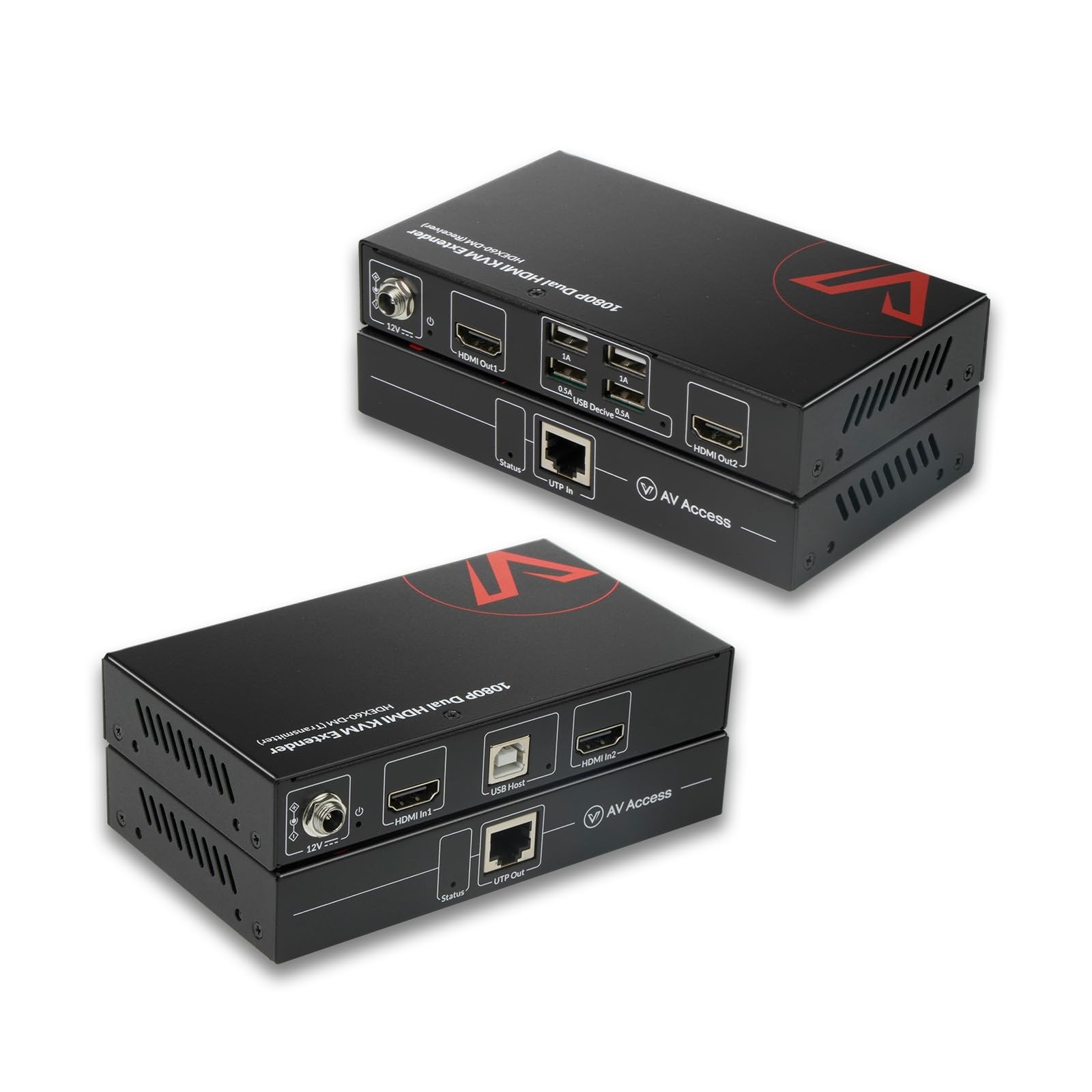 HDMI USB KVM Extender Dual Monitor Over Cat5e/6/6a/7 up to 1080p@60Hz 197ft, ...