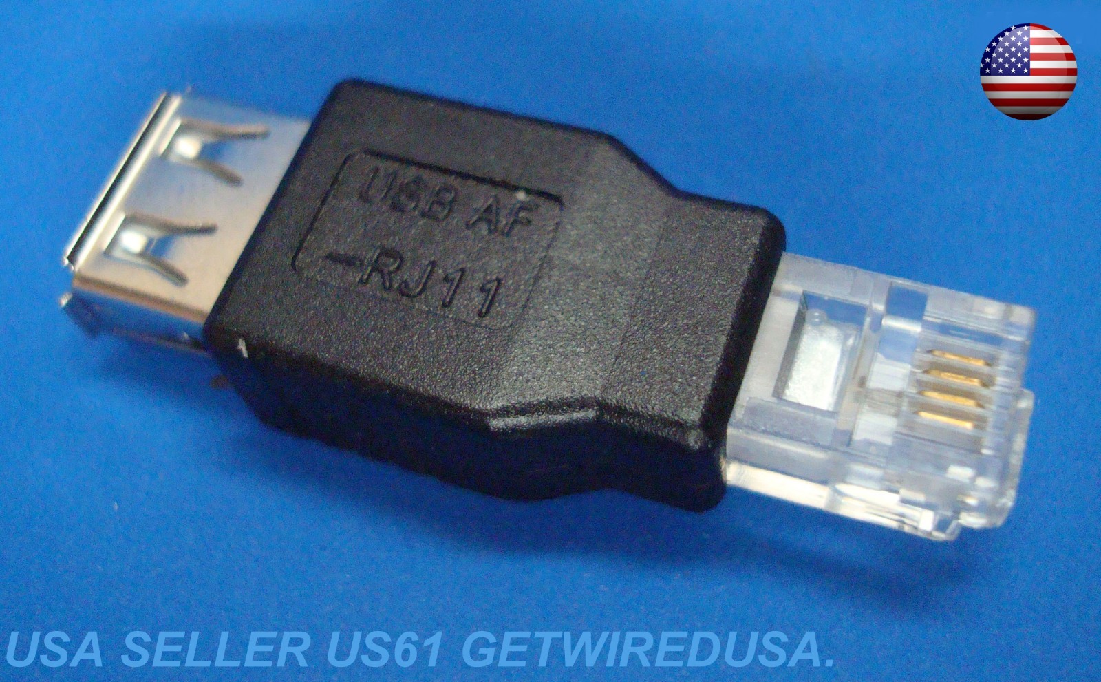USB FEMALE to RJ11 RJ12 PHONE ADAPTER HEADSET CONVERTER JACK. GETWIREDUSA. US61