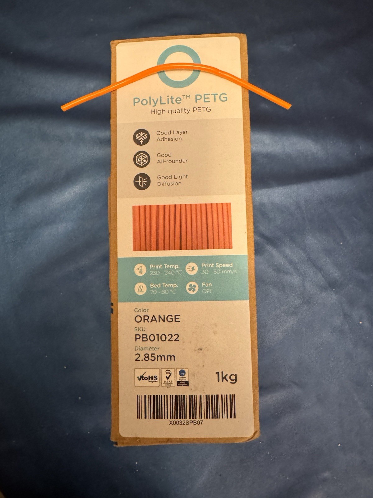 Polymaker Polylite Filament 2.85mm 1kg Translucent Orange Spool NEW