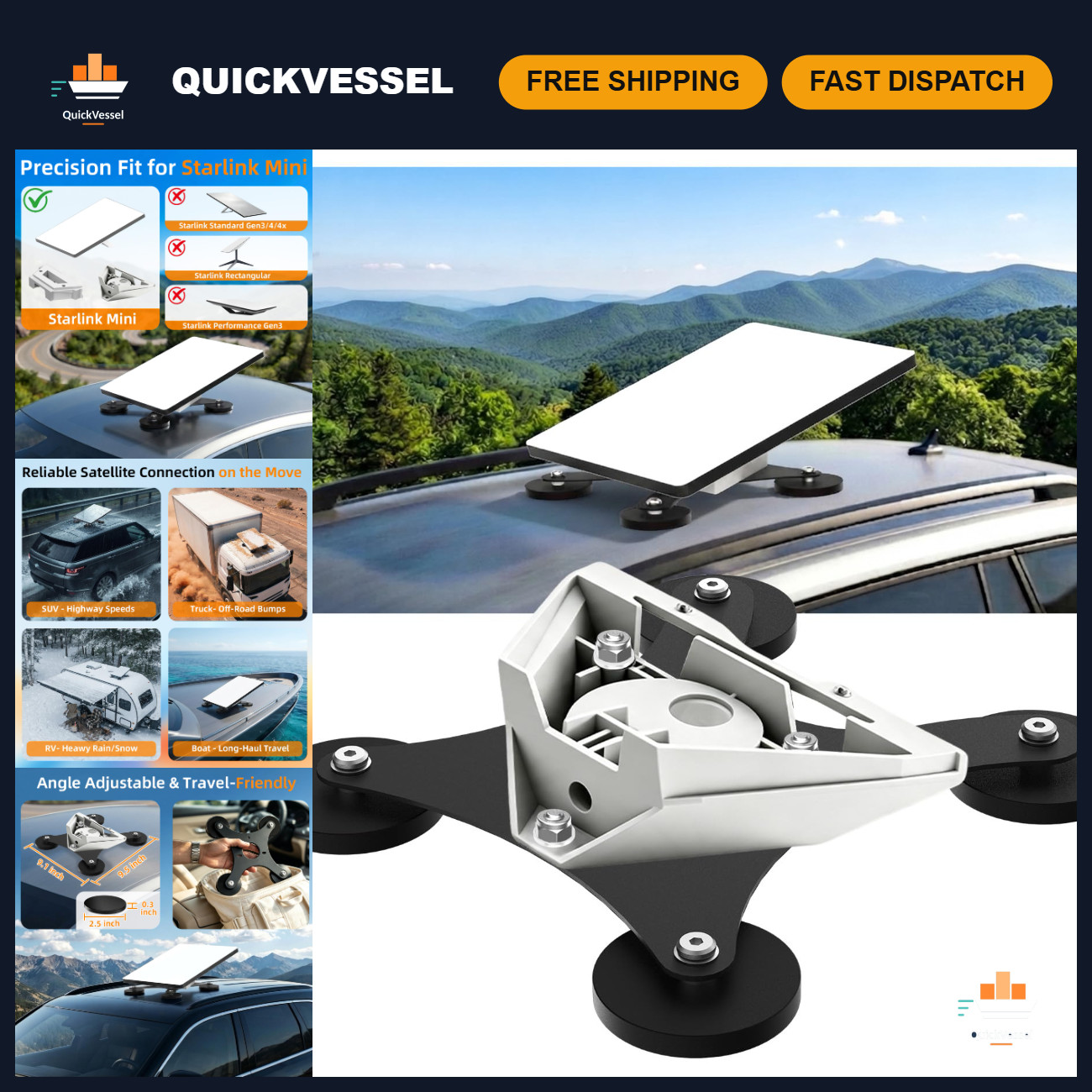 Mini Magnetic Mount for Starlink - Easy Installation, Durable, Adjustable Angle