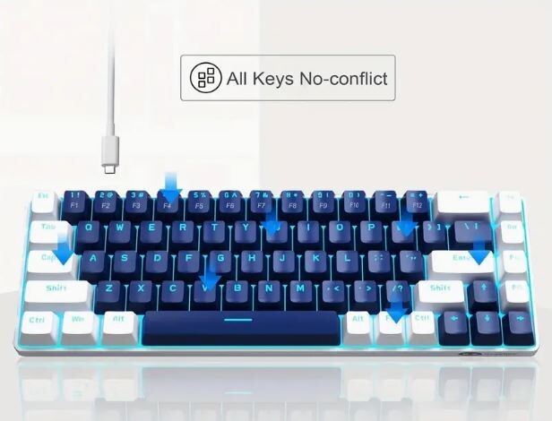 MageGee Portable 60% Mechanical Gaming Keyboard, LED Backlit Compact 68 Keys