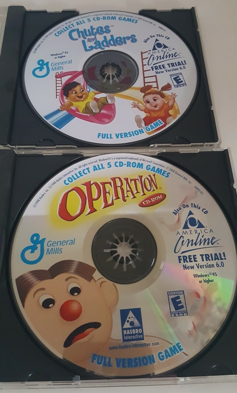 Operation & Chutes n Ladders Full Version General Mills PC Games lot of 2 Good