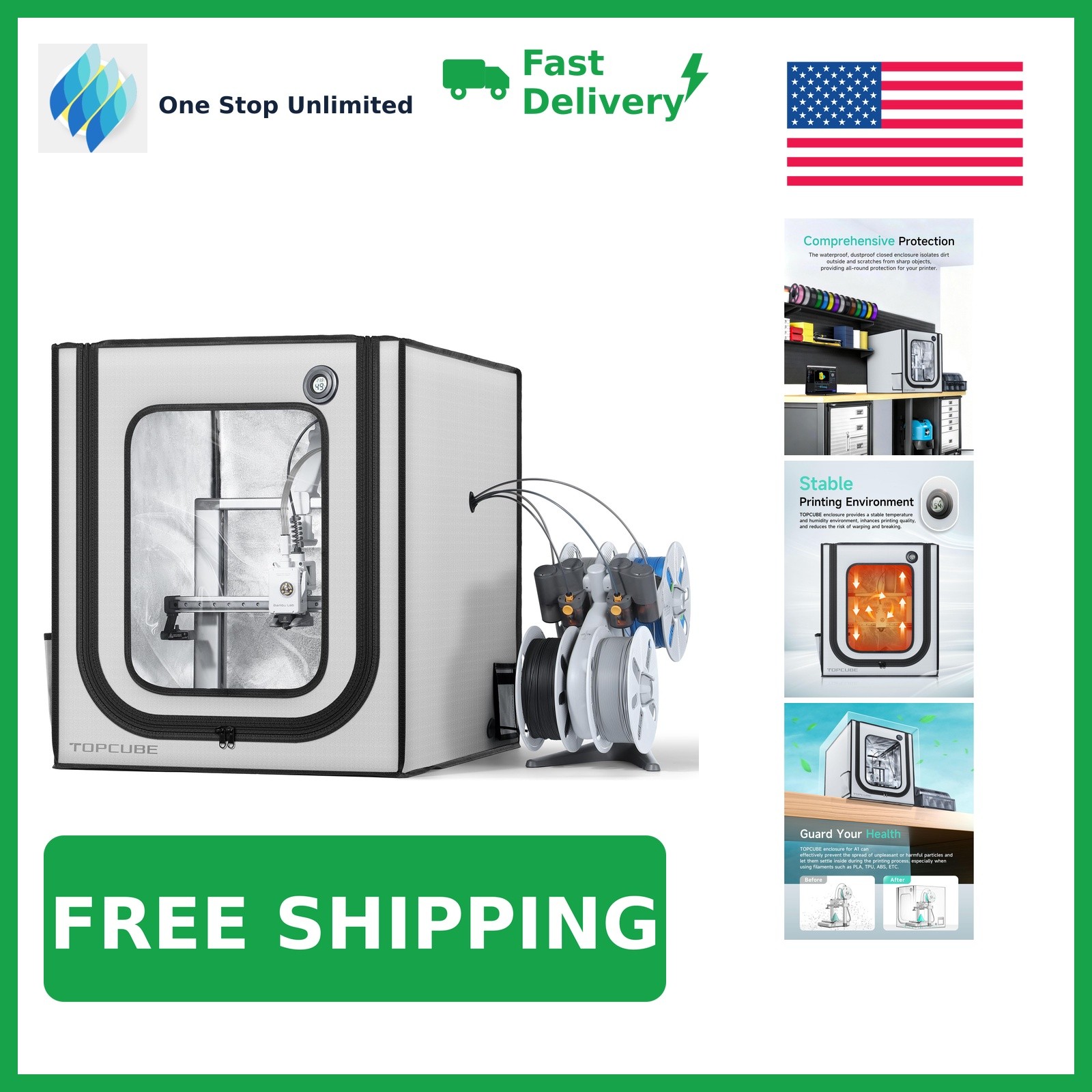 TopCube 3D Printer Enclosure, Grey, For A1