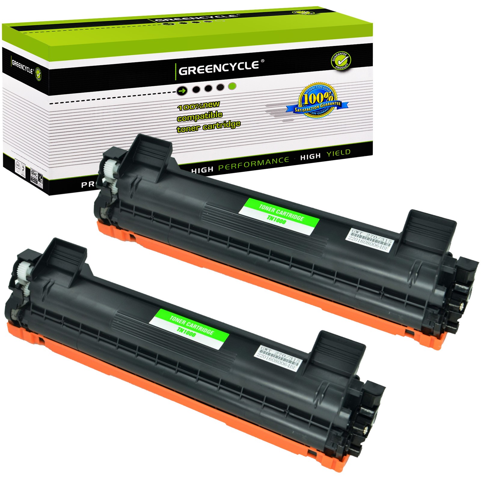 GREENCYCLE 2PK TN1000 Toner Cartridge Compatible For Brother HL-1110R DCP-1510 M