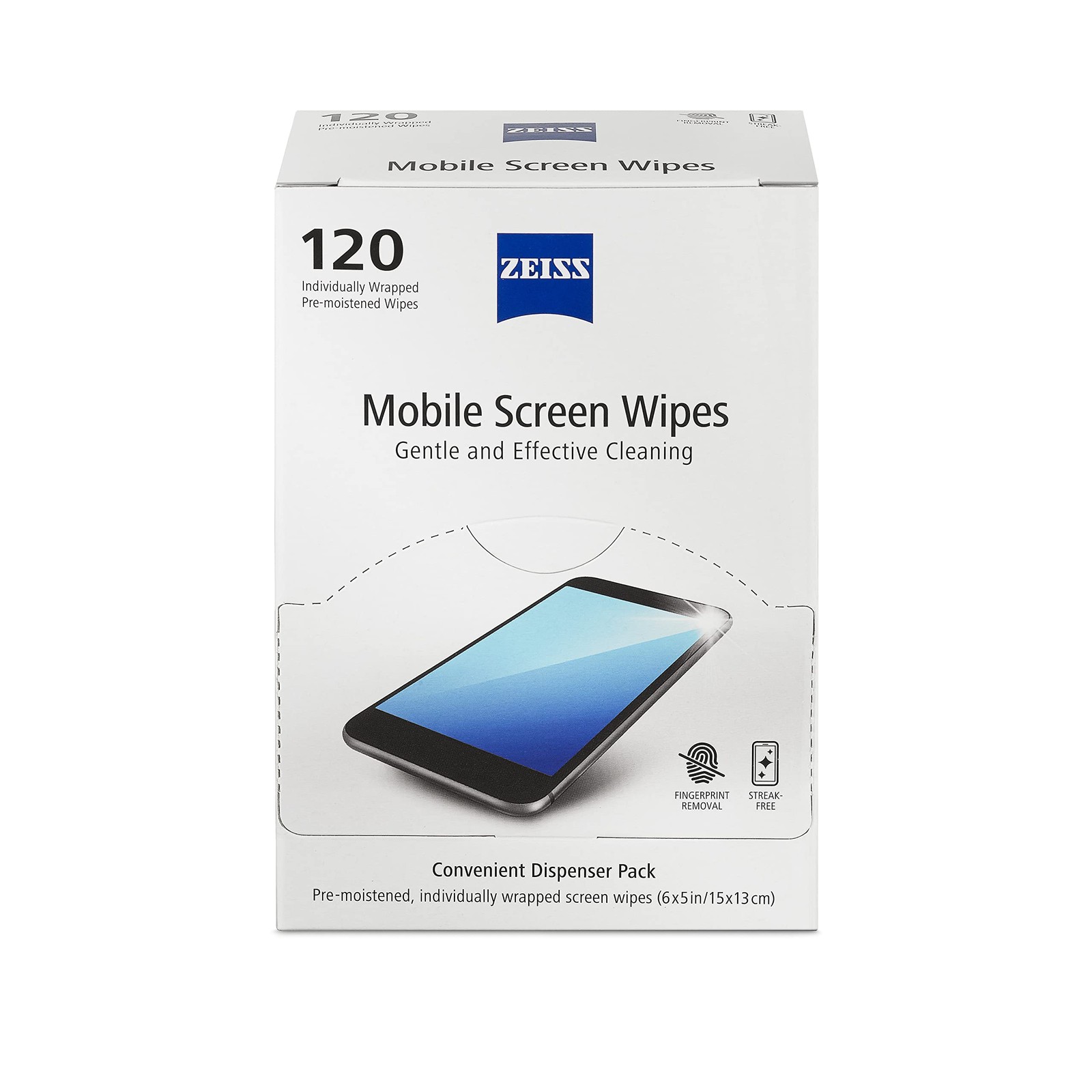 ZEISS Pre-Moistened Screen Cleaner Wipes - 120 Count, Streak-Free