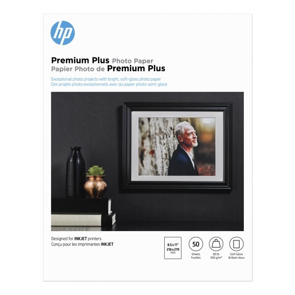 HP Premier Plus Inkjet Photo Paper Letter - 8 1/2 x 11 - 80 lb Basis Weight - So