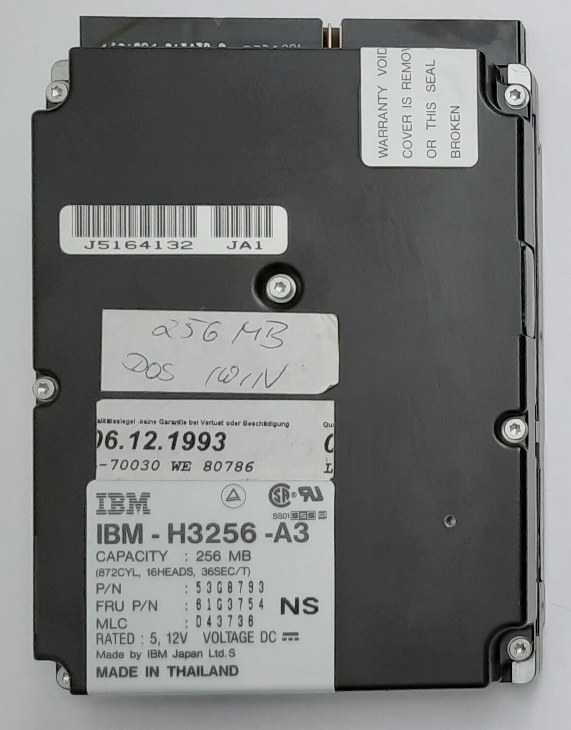 IBM H3256-A3 IDE (256MB, Retro, 1993) Hard Drive