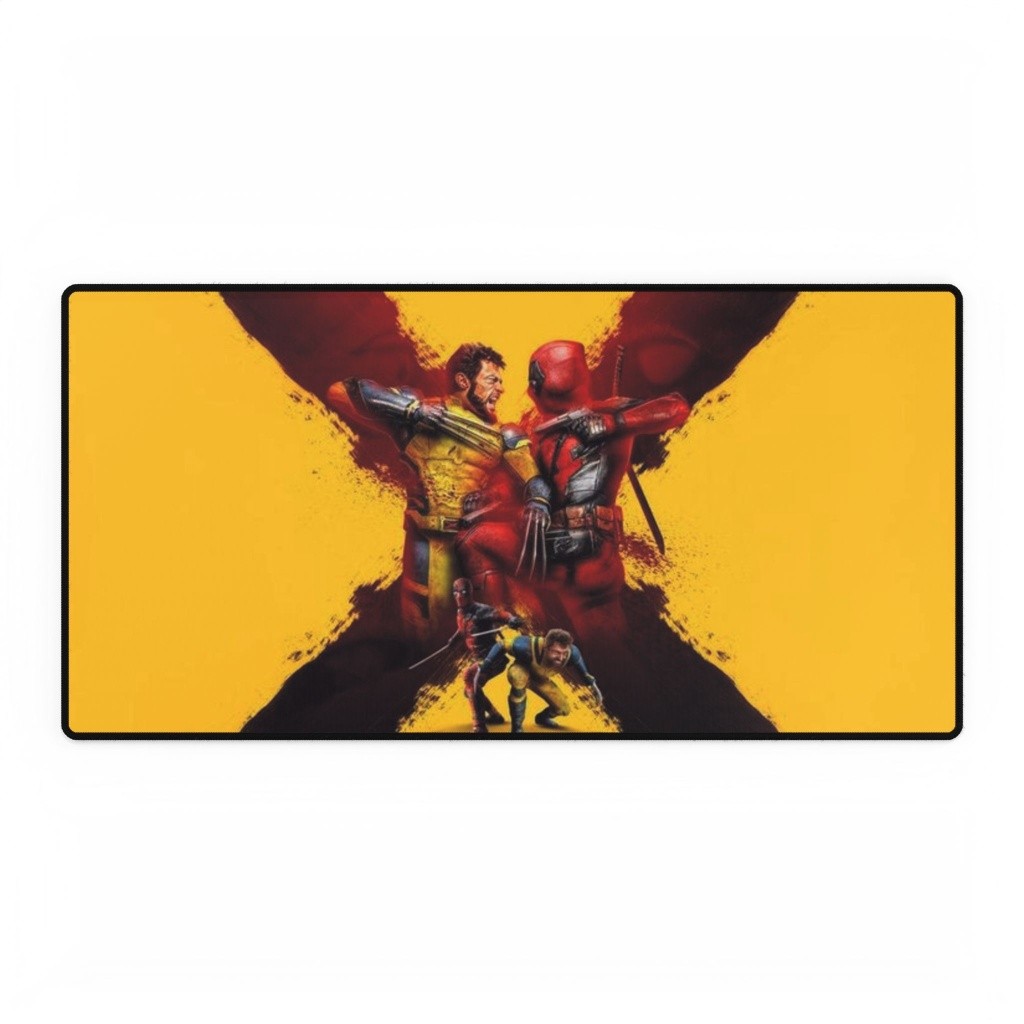 Deadpool And Wolverine X-Logo Action Duo Mouse Pad Desk Mats Marvel Comics