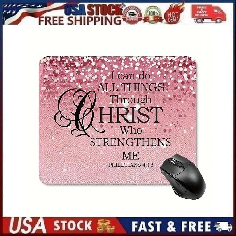 New Mousepad Philippians 4:13 I Can Do All Things Through Christ Mouse Pad Pink