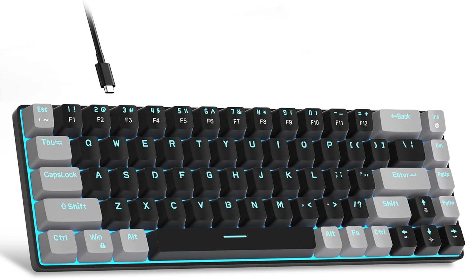 Magegee Portable 60% Mechanical Gaming Keyboard, Mk-Box LED Backlit Compact 68 K