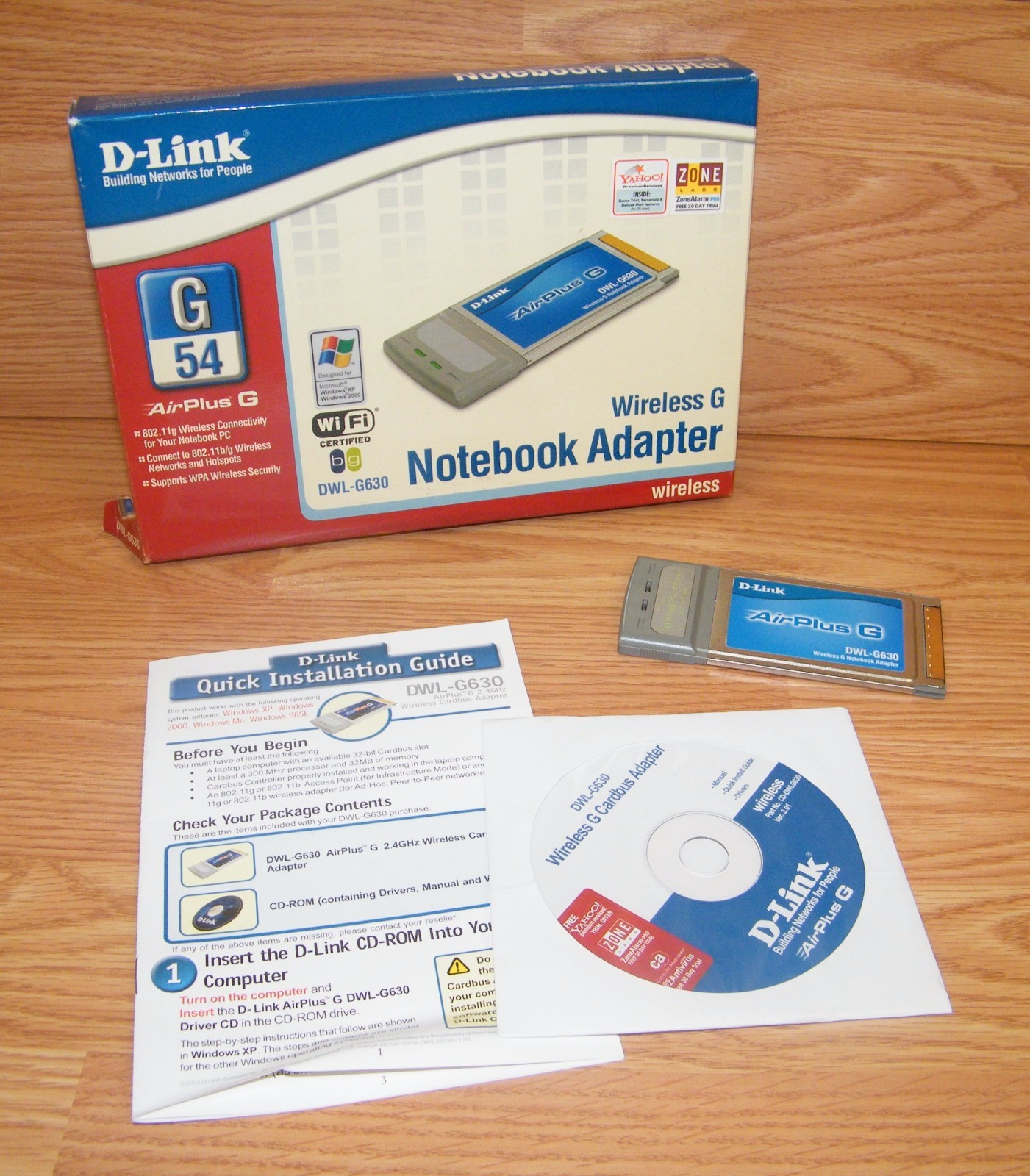 Genuine D-link (DWL-G630) AirPlus G Wireless G Notebook Adapter Card Bundle 