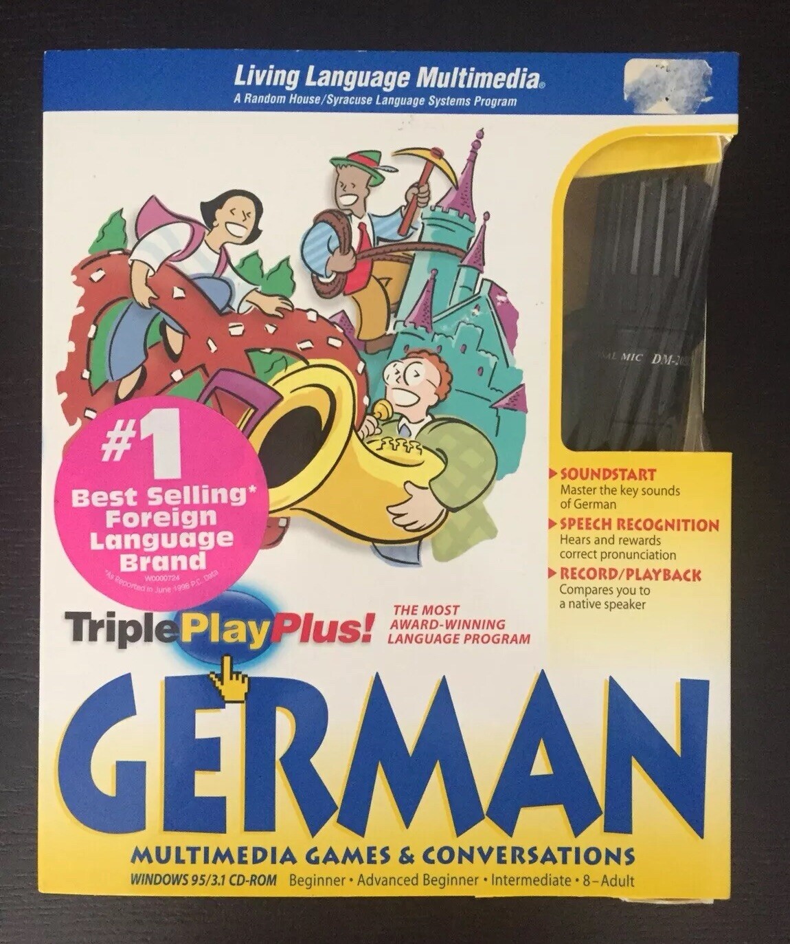  Living Language Multimedia TriplePlay Plus GERMAN/Book Microphone Windows CD RM