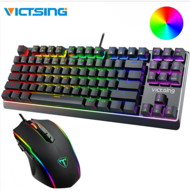 VicTsing PC320A Mech Gaming Keyboard — 87 Key TKL, Blue Switches, RGB Backlit