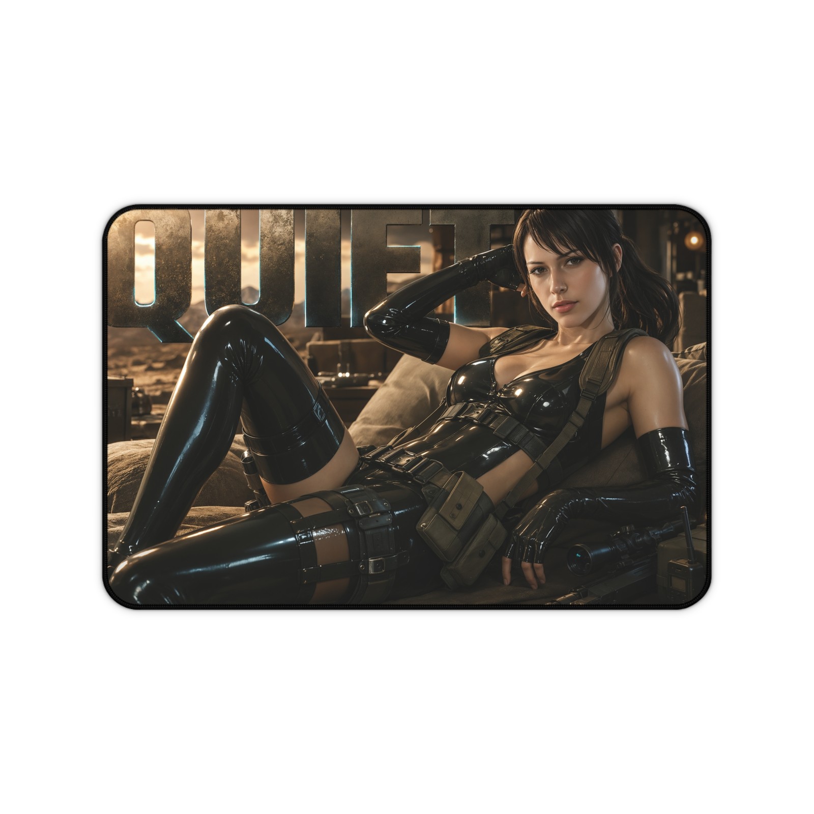 Tactical Character Desk Pad Quiet, Mouse Mat for Work and Gamer Setup