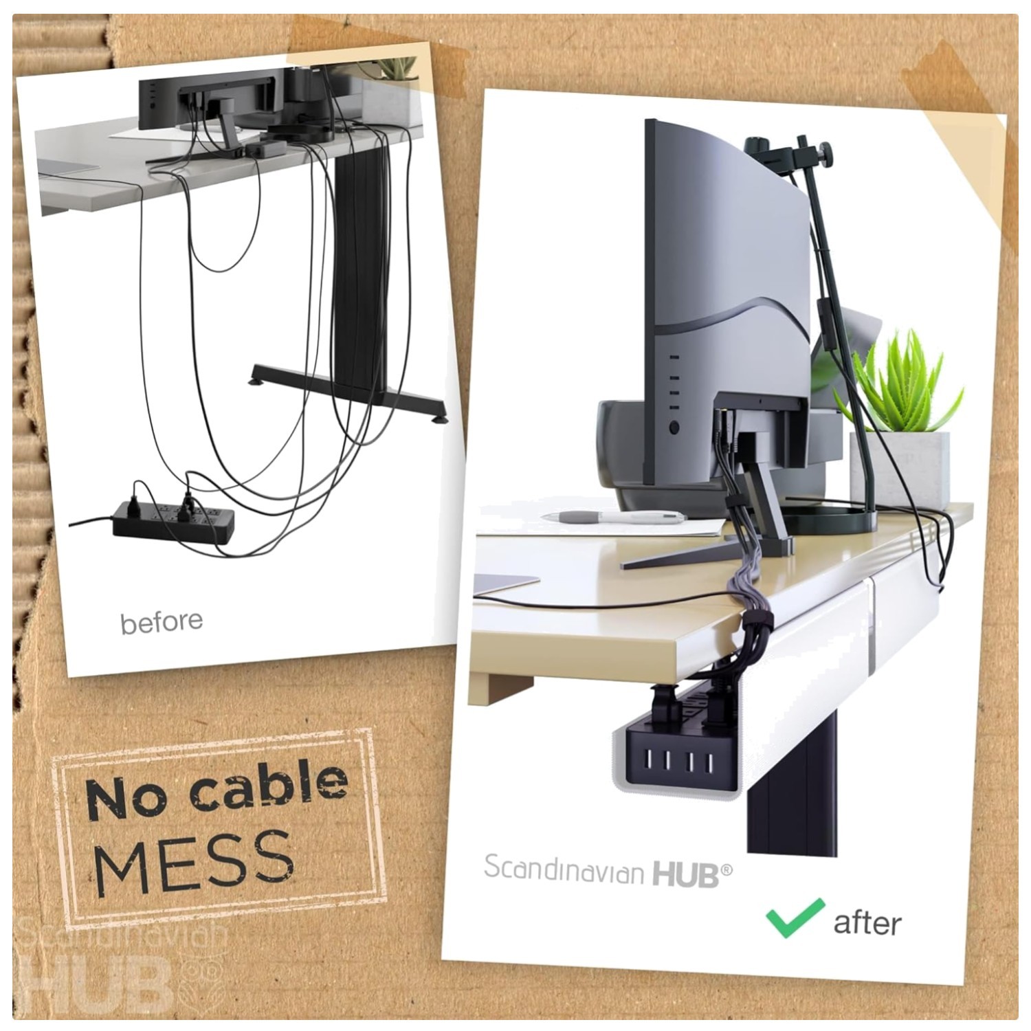 Space-Saving Cable Tray - Self-Adhesive 2 Pack