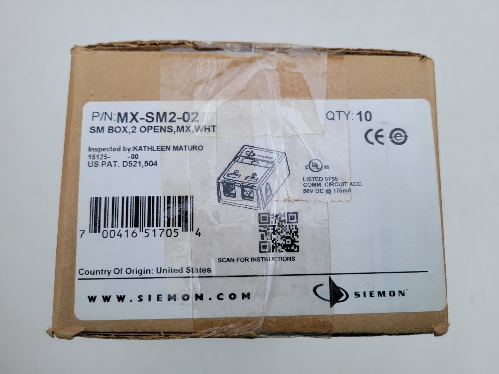Brand New Box of 10 Siemon Max Surface Mount Box 2 Port White MX-SM2-02