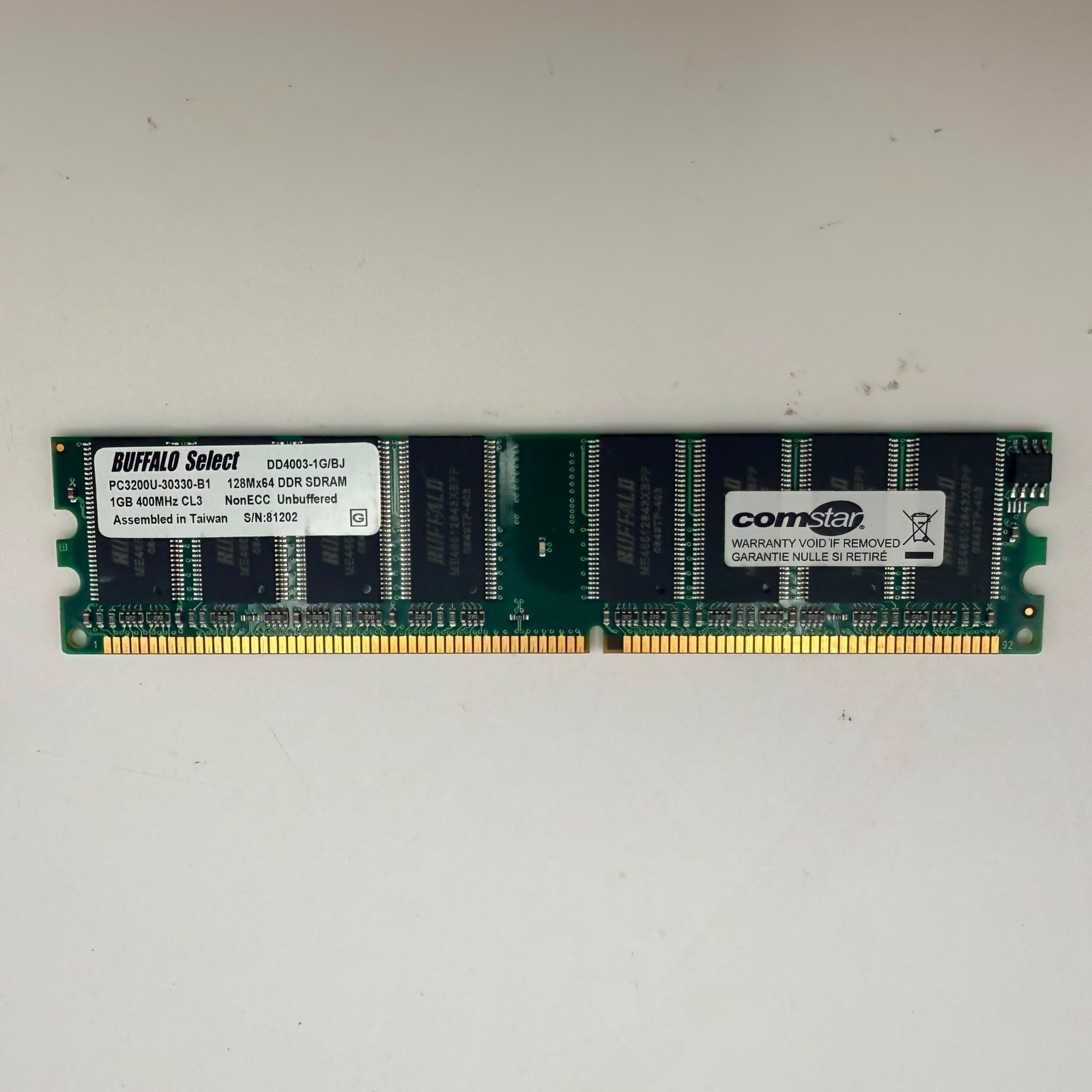 Buffalo Select 1GB DDR-400 PC3200U Desktop RAM Memory DIMM DD4003-1G/BJ