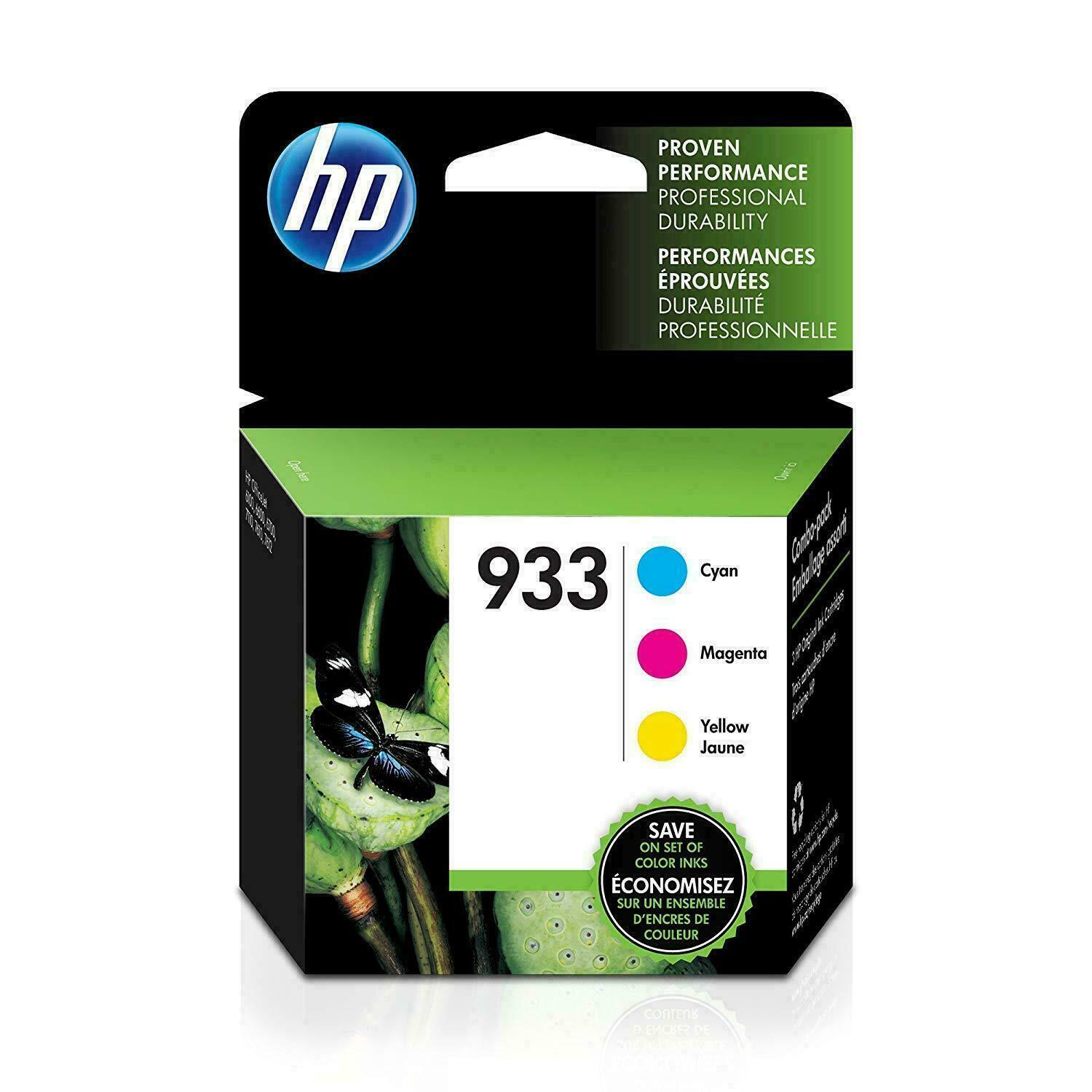 Genuine HP 933 Tri Color Cyan Yellow Magenta Ink Cartridge Combo 3 Pack 10/2022