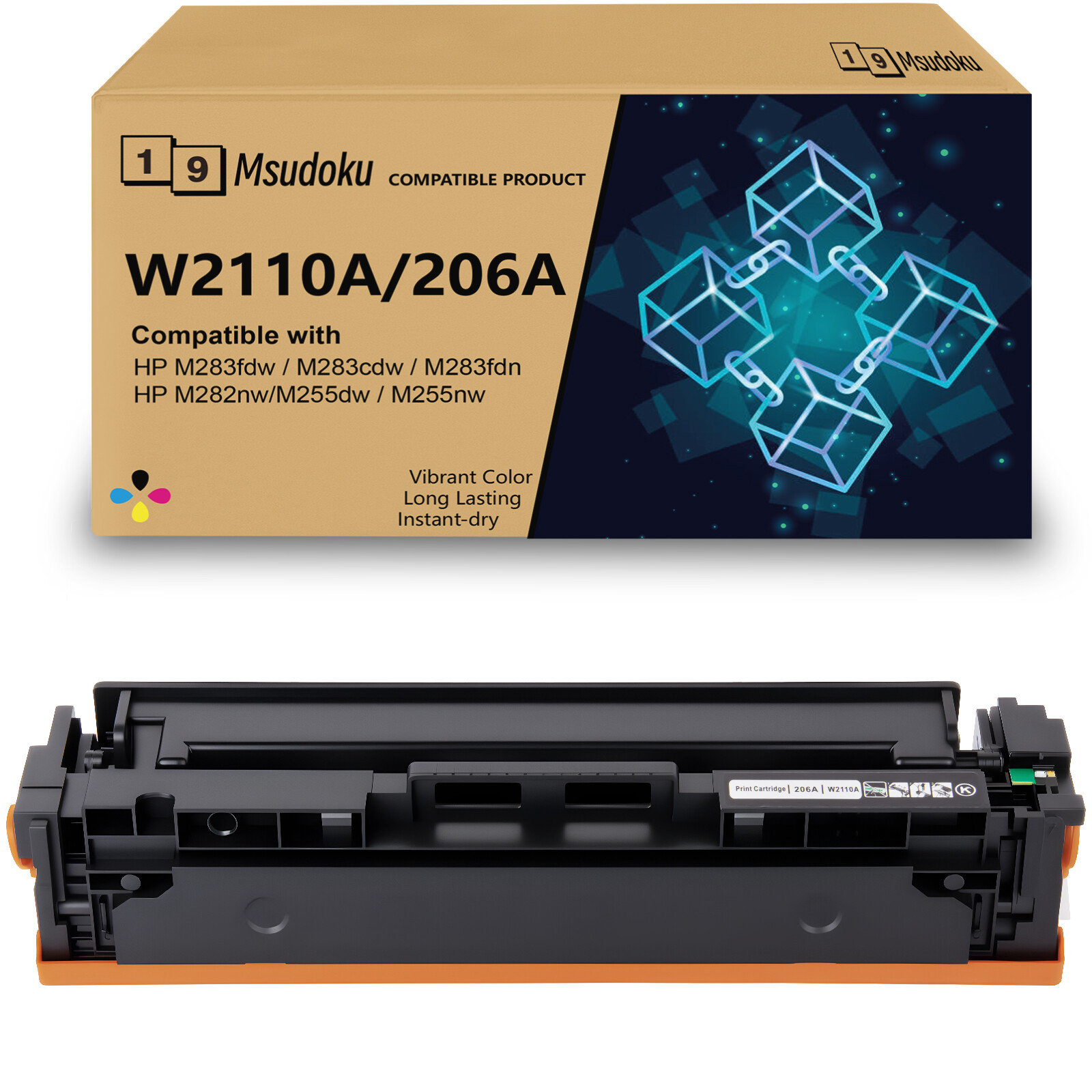 1PK With Chip For HP 206A W2110A Black Ink Toner Laserjet MFP M283fdw M255dw Pro