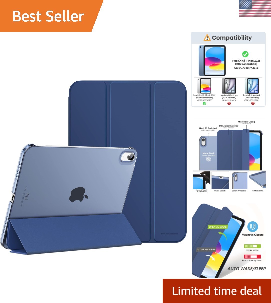 Navy Blue Translucent iPad Case for 11th & 10th Gen