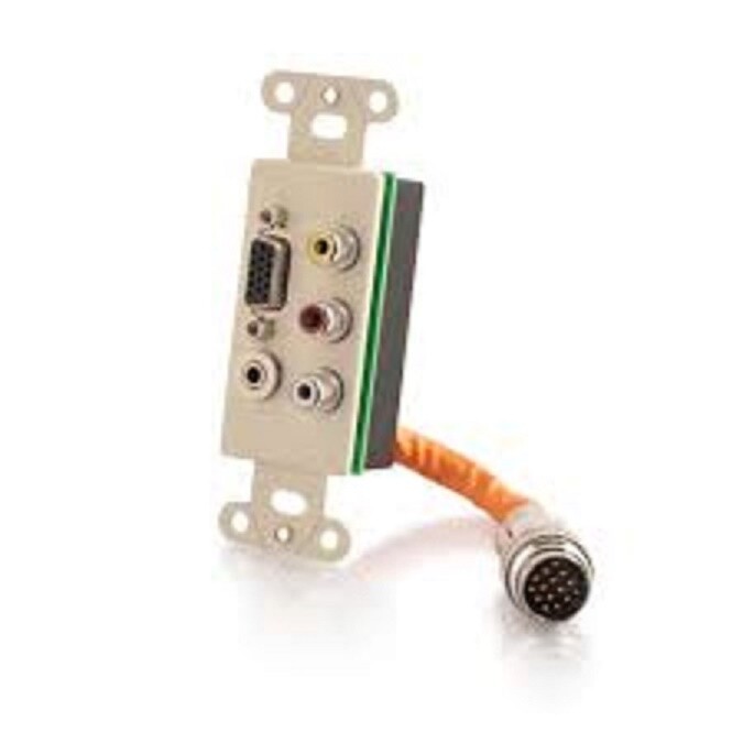 RAPIDRUN 60023 Integrated VGA (HD15) Composite Video + Stereo Wall Plate IVORY