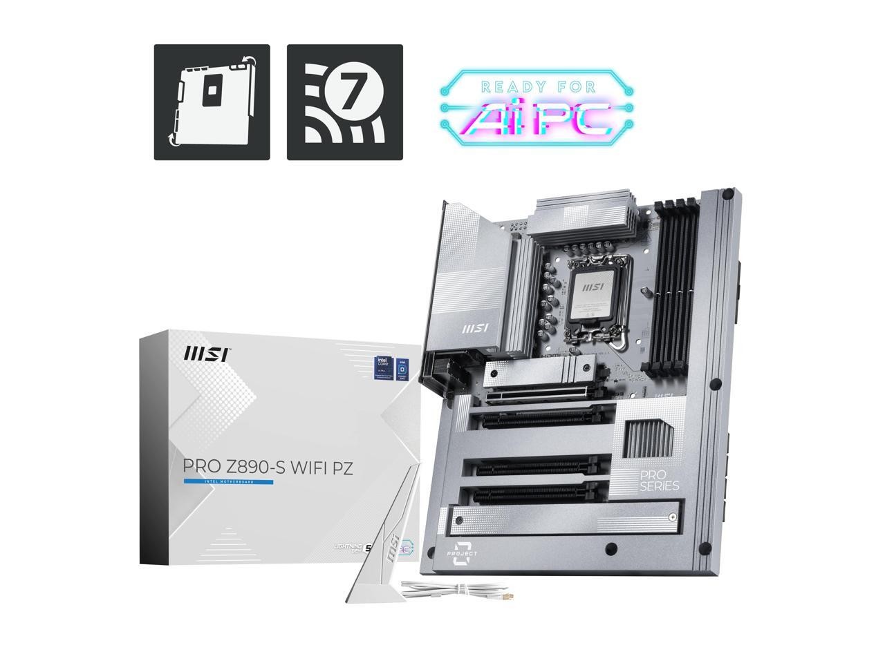 MSI PRO Z890-S WIFI PZ Motherboard, Back-connect ATX - Supports Intel Core Ultra