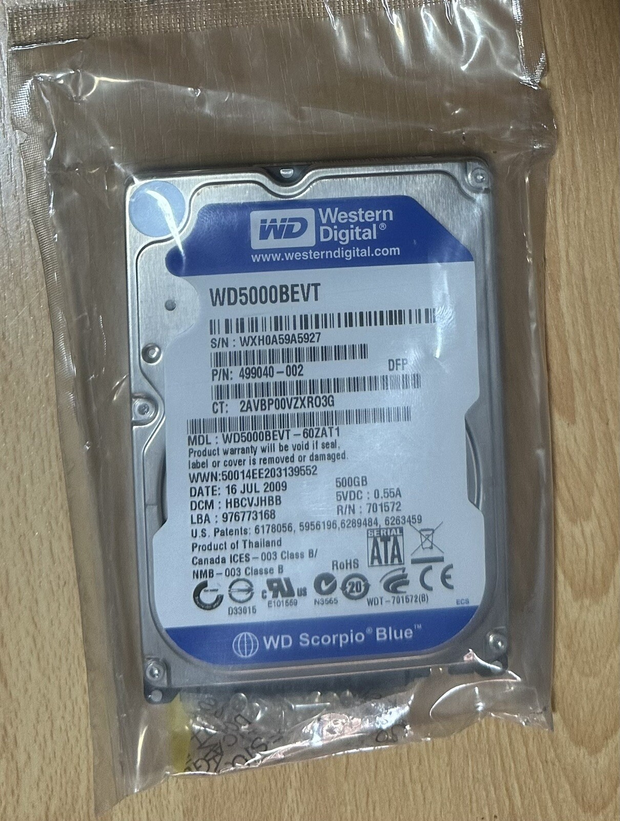 4pcs WD5000BEVT Western Digital 500GB 5400RPM SATA 2.5" 9mm HDD New Sealed