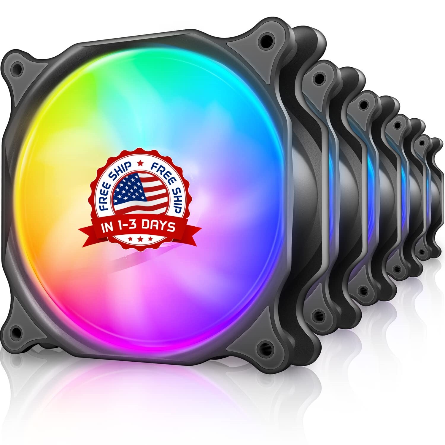 Ventilador De Caja De 120 Mm De Alto Rendimiento, RGB DE 4 PINES (5 Pack) NEW US