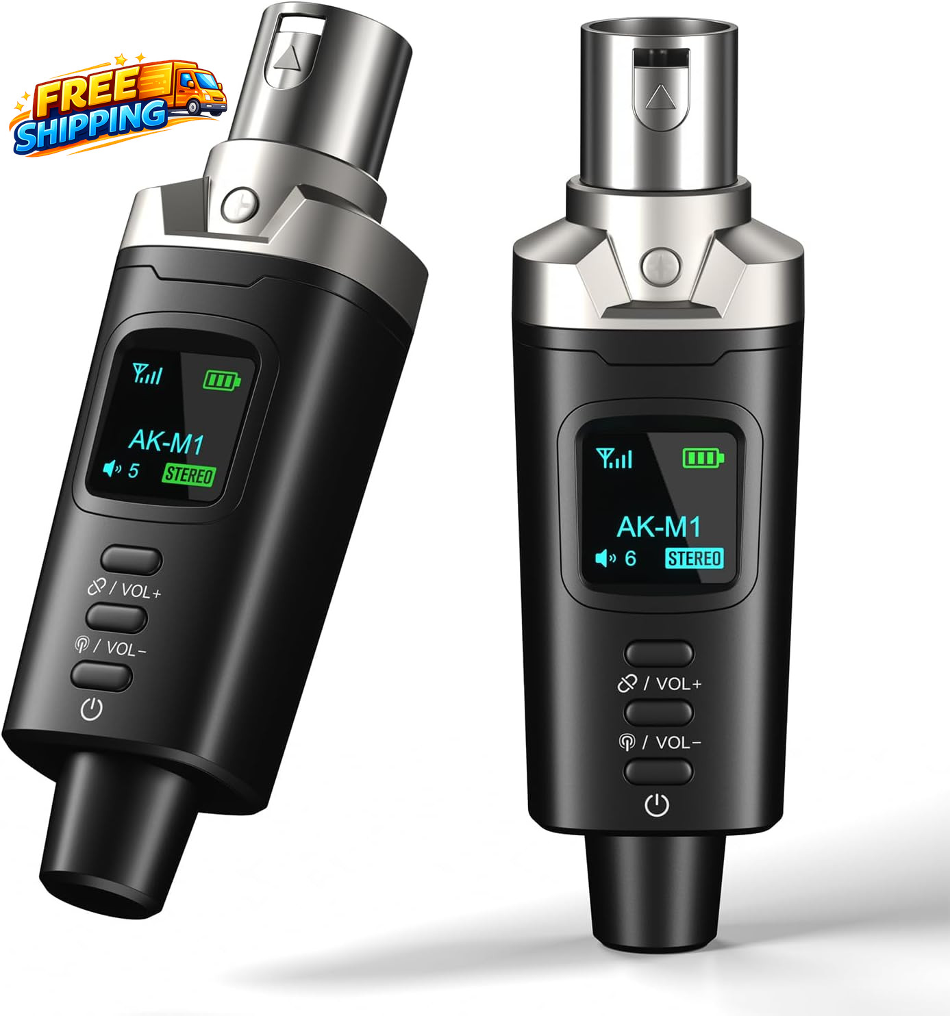 AK-M1 XLR Bluetooth Receiver High Fidelity Wireless Audio Adapter 100Ft 2 Pack..